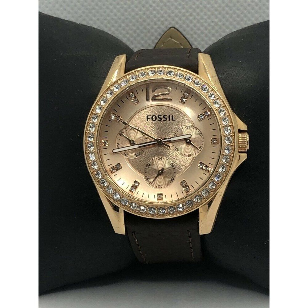 Fossil ES2811 Women's Black Leather Analog Dial Qu